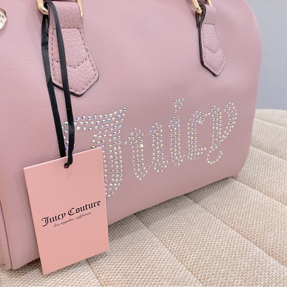 NEW Juicy Couture Pink Dusty Blush Be Classic Satchel Bag with Rhinestone Logo - Picture 2 of 7